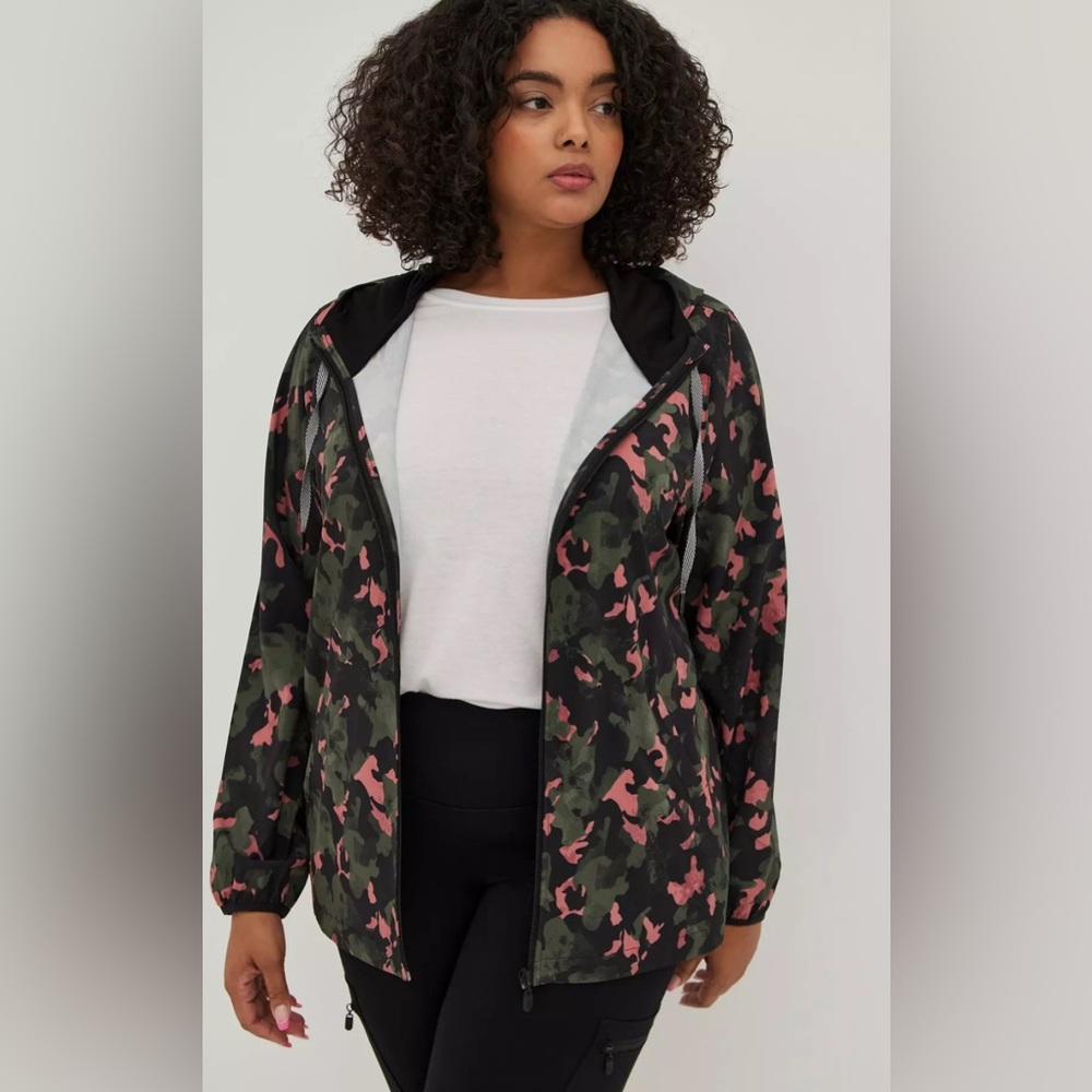 Torrid Pink and Green Camouflage Utility Jacket
